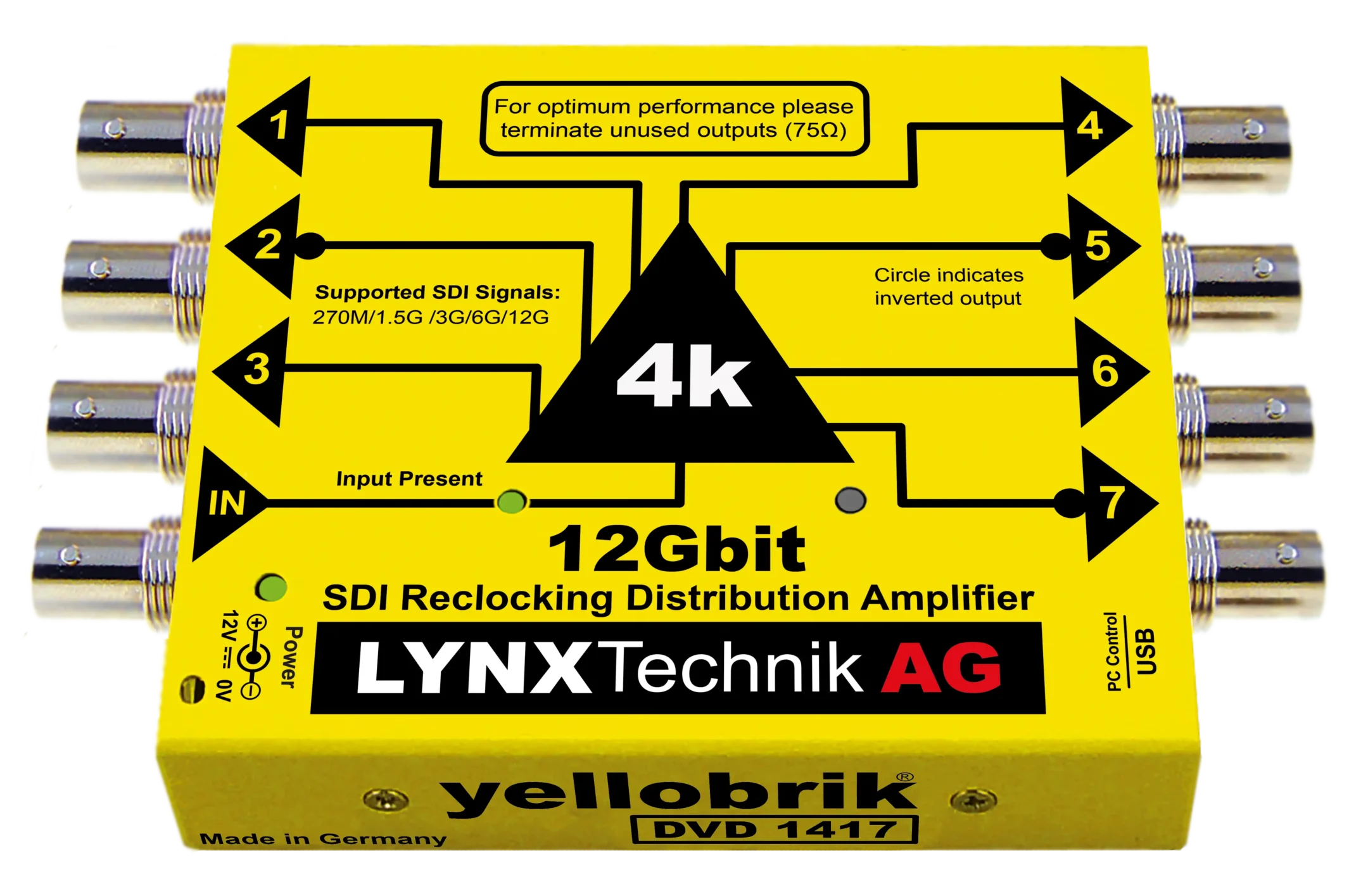 LYNX Technik yellobrik DVD 1417 12G-SDI 1x7 distribution amplifier